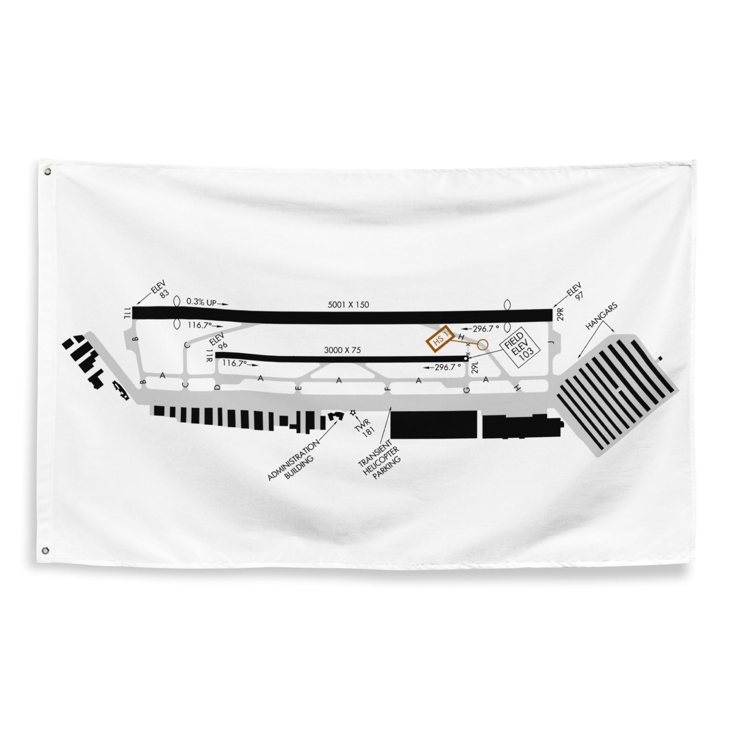 Torrance Airport taxi diagram - flag