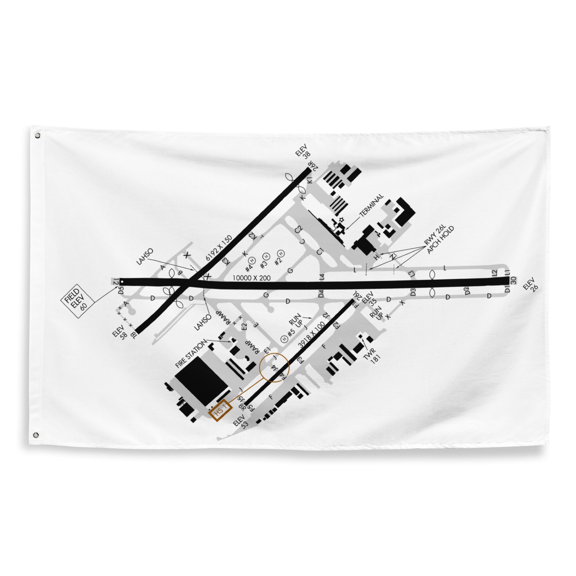 Long Beach Airport taxi diagram - flag