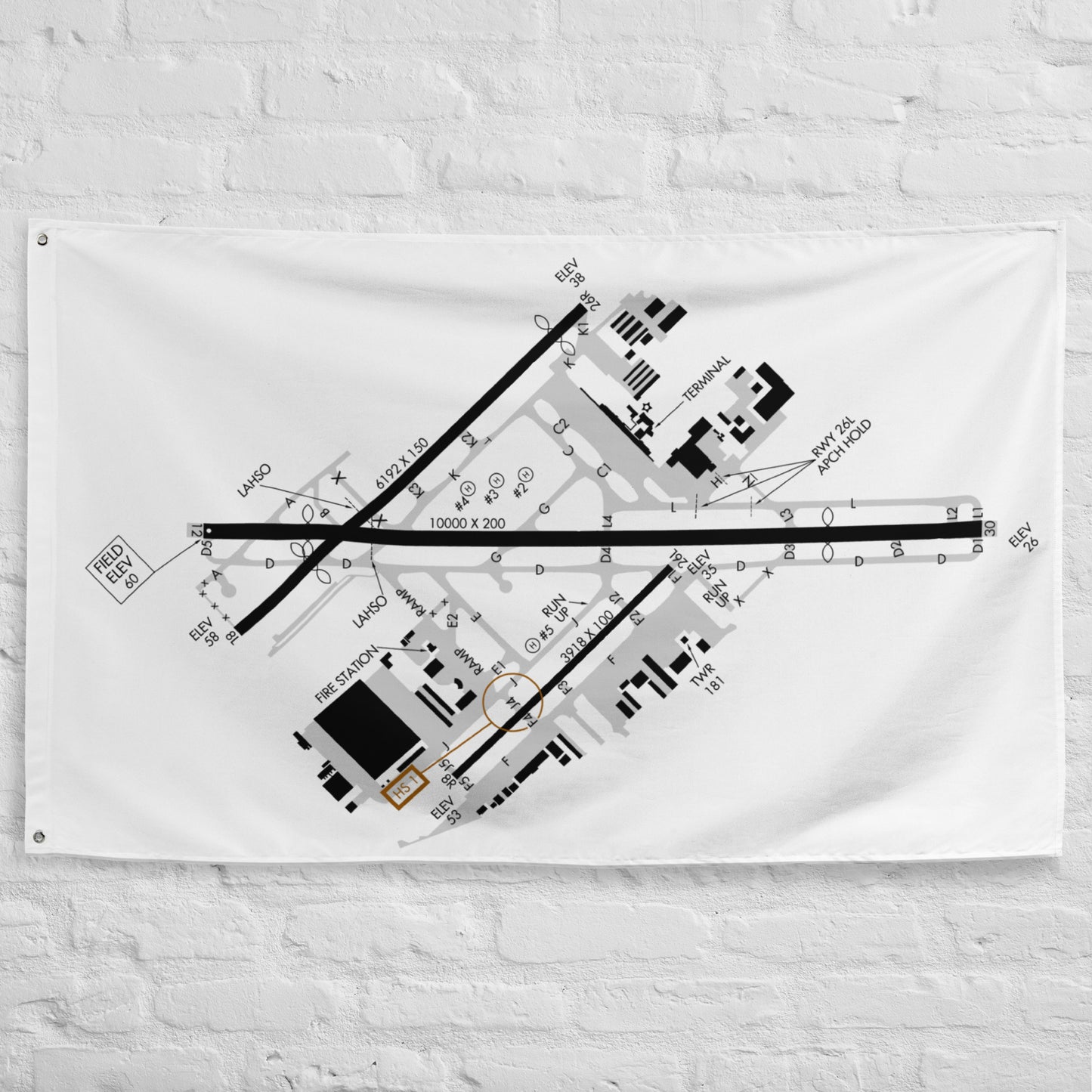 Long Beach Airport taxi diagram - flag