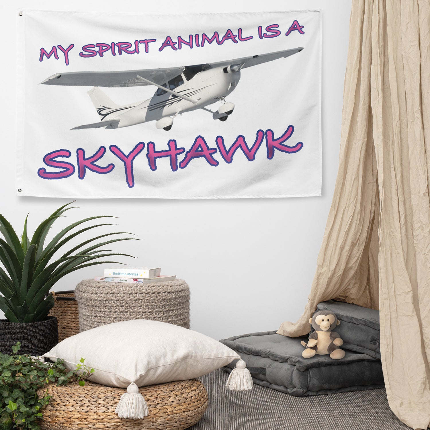 My Spirit Animal is a Skyhawk - flag (pink)