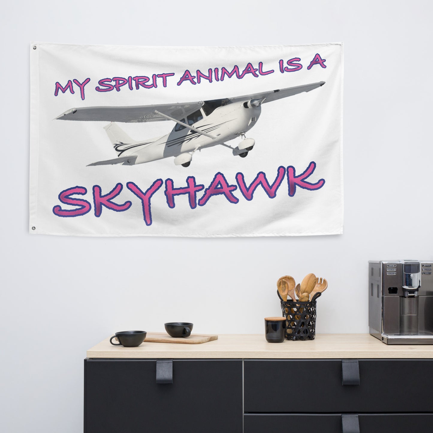 My Spirit Animal is a Skyhawk - flag (pink)