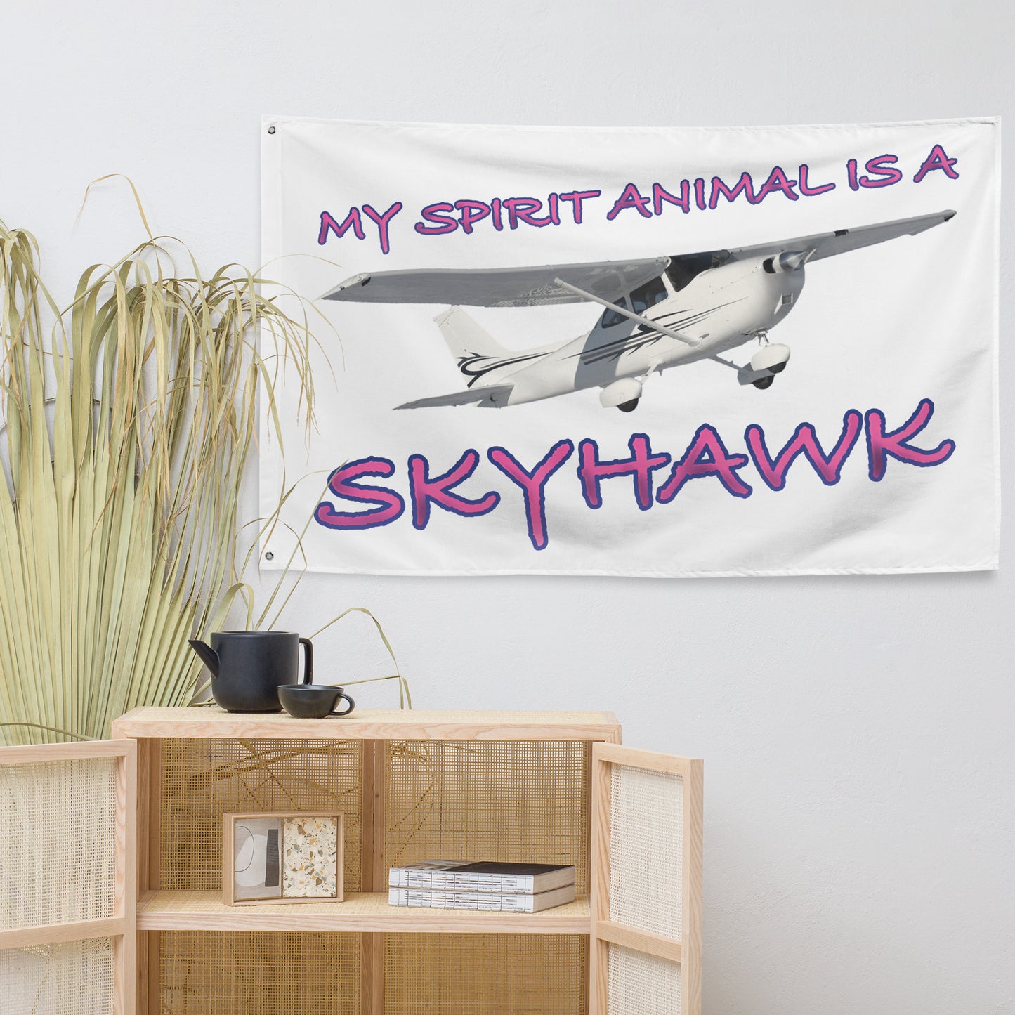 My Spirit Animal is a Skyhawk - flag (pink)