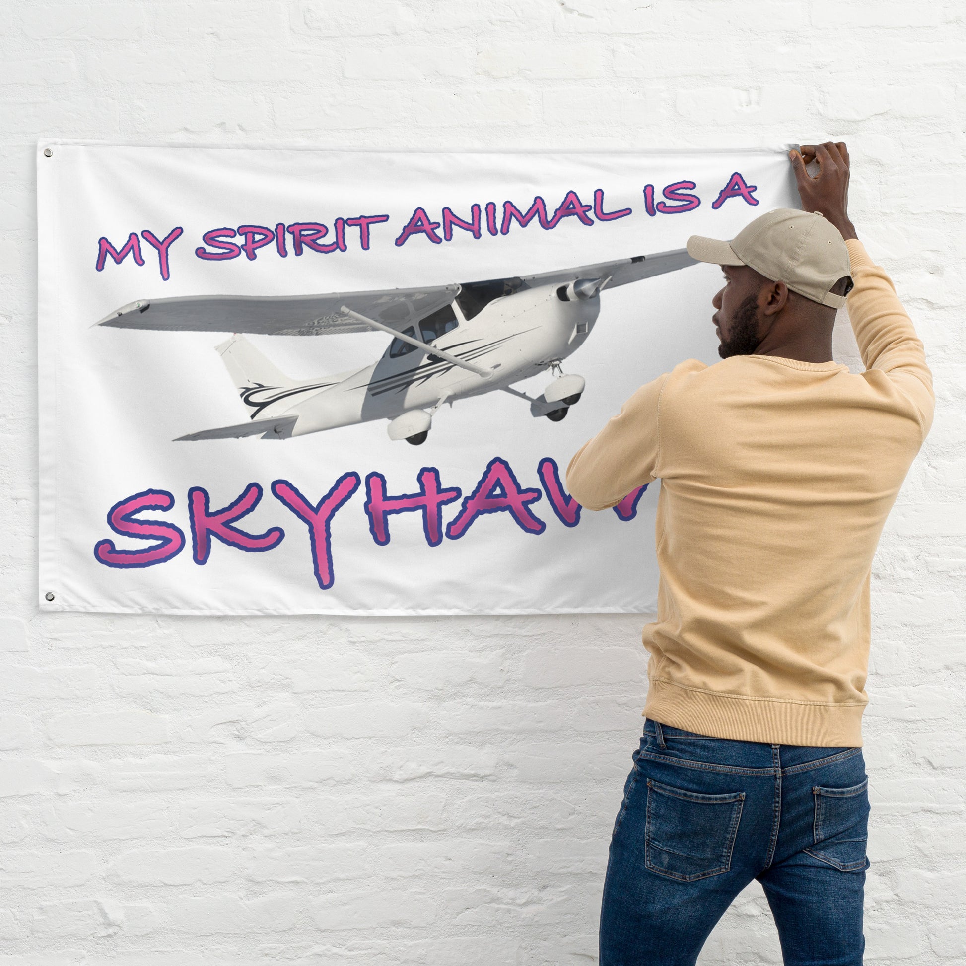 My Spirit Animal is a Skyhawk - flag (pink)