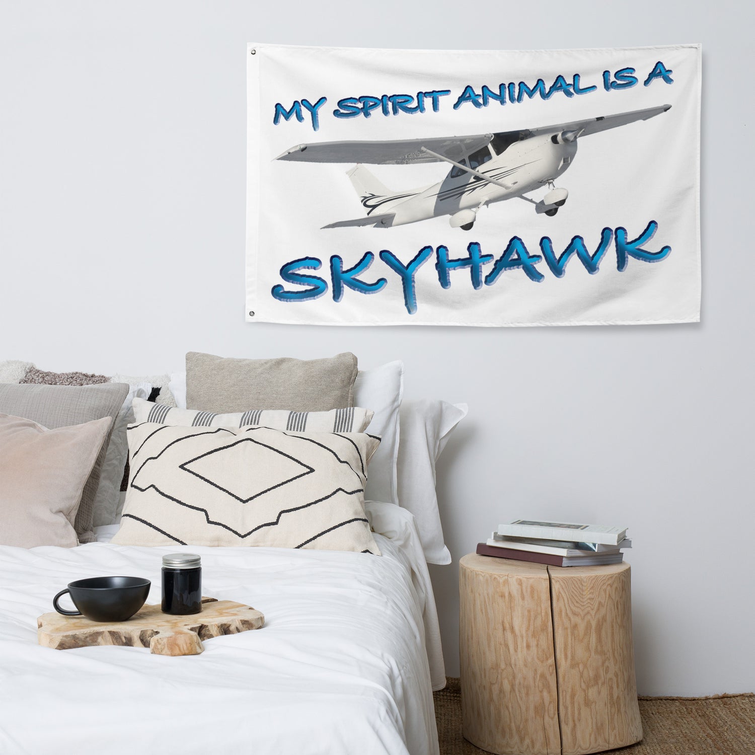 My Spirit Animal is a Skyhawk - flag (blue)
