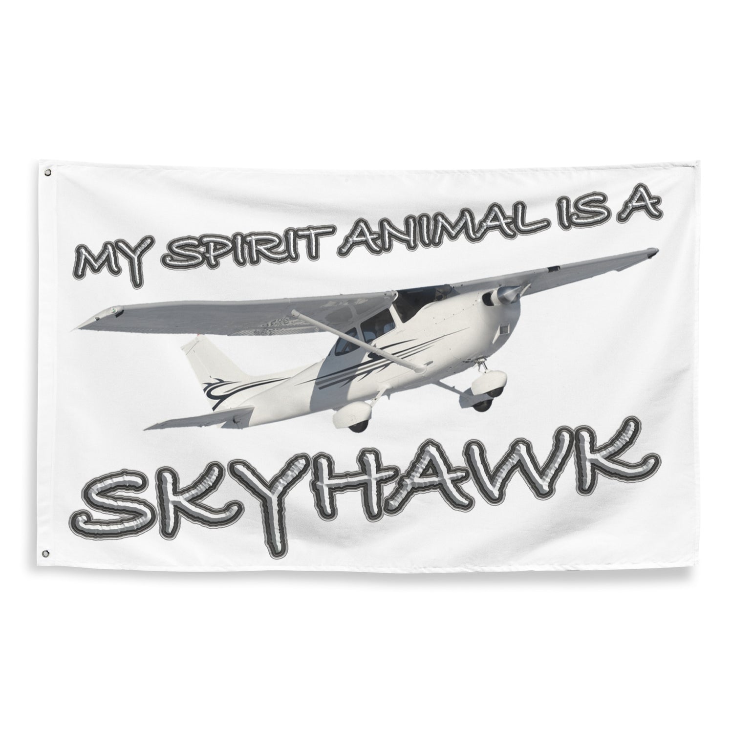 My Spirit Animal is a Skyhawk - flag (white)