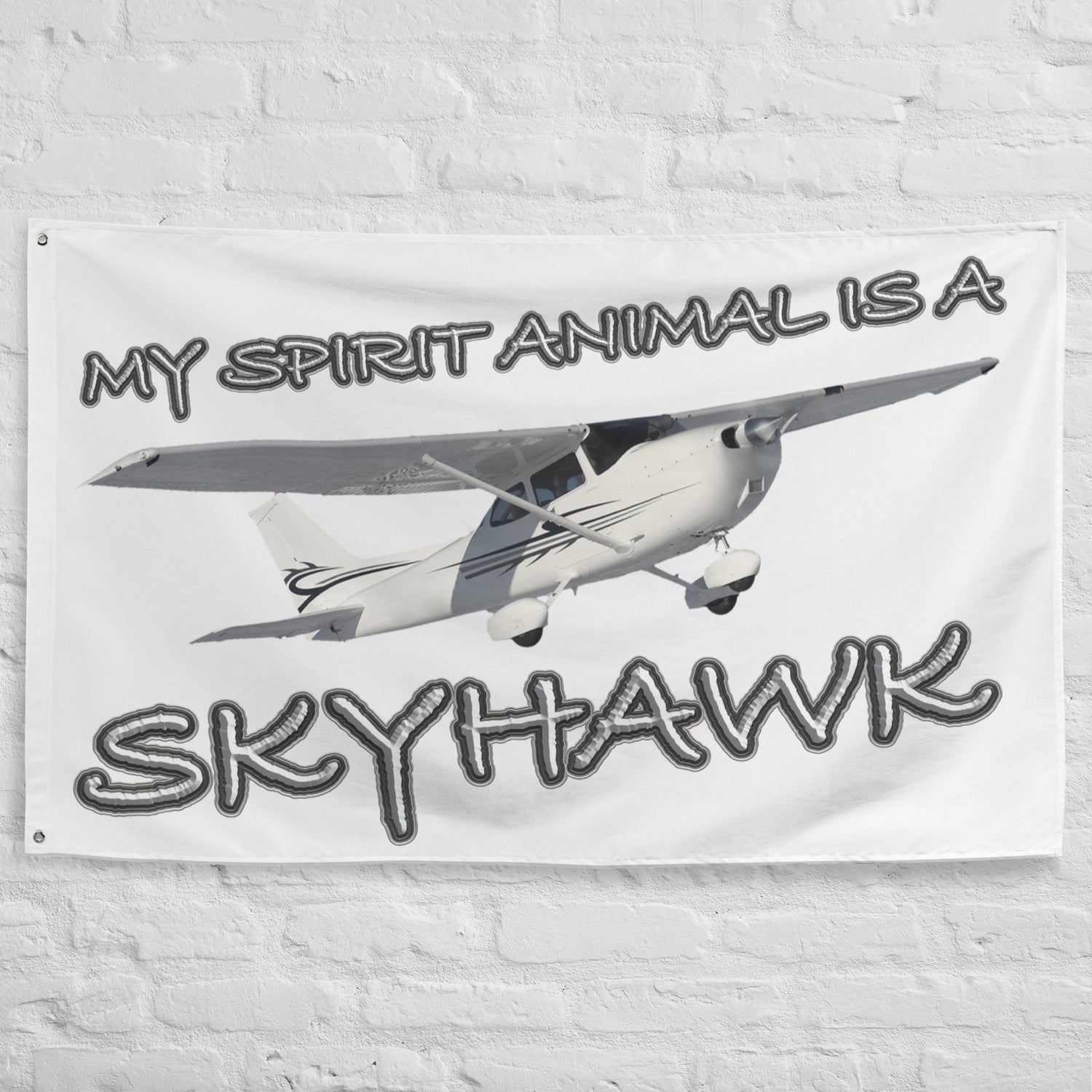 My Spirit Animal is a Skyhawk - flag (white)