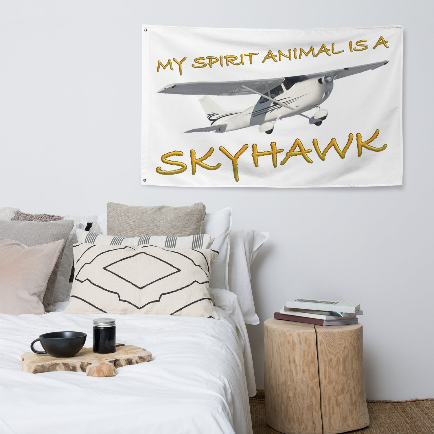 My Spirit Animal is a Skyhawk - flag (yellow)