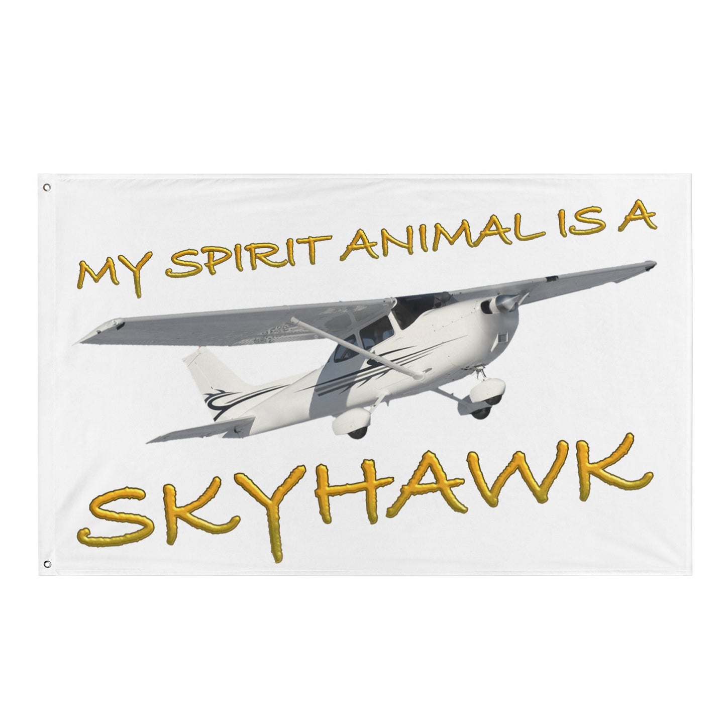 My Spirit Animal is a Skyhawk - flag (yellow)