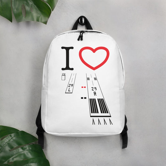 Torrance Airport Runways 29L / 29R white minimalist backpack