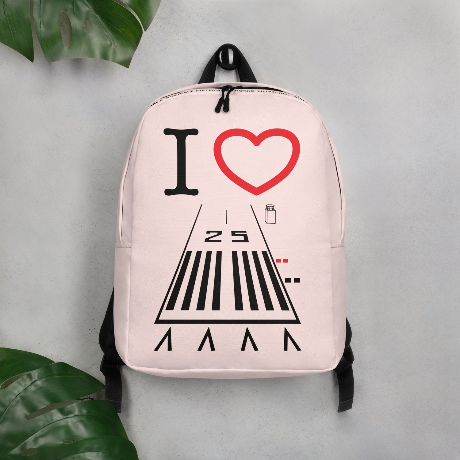 Hawthorne Airport Runway 25 - light pink minimalist backpack