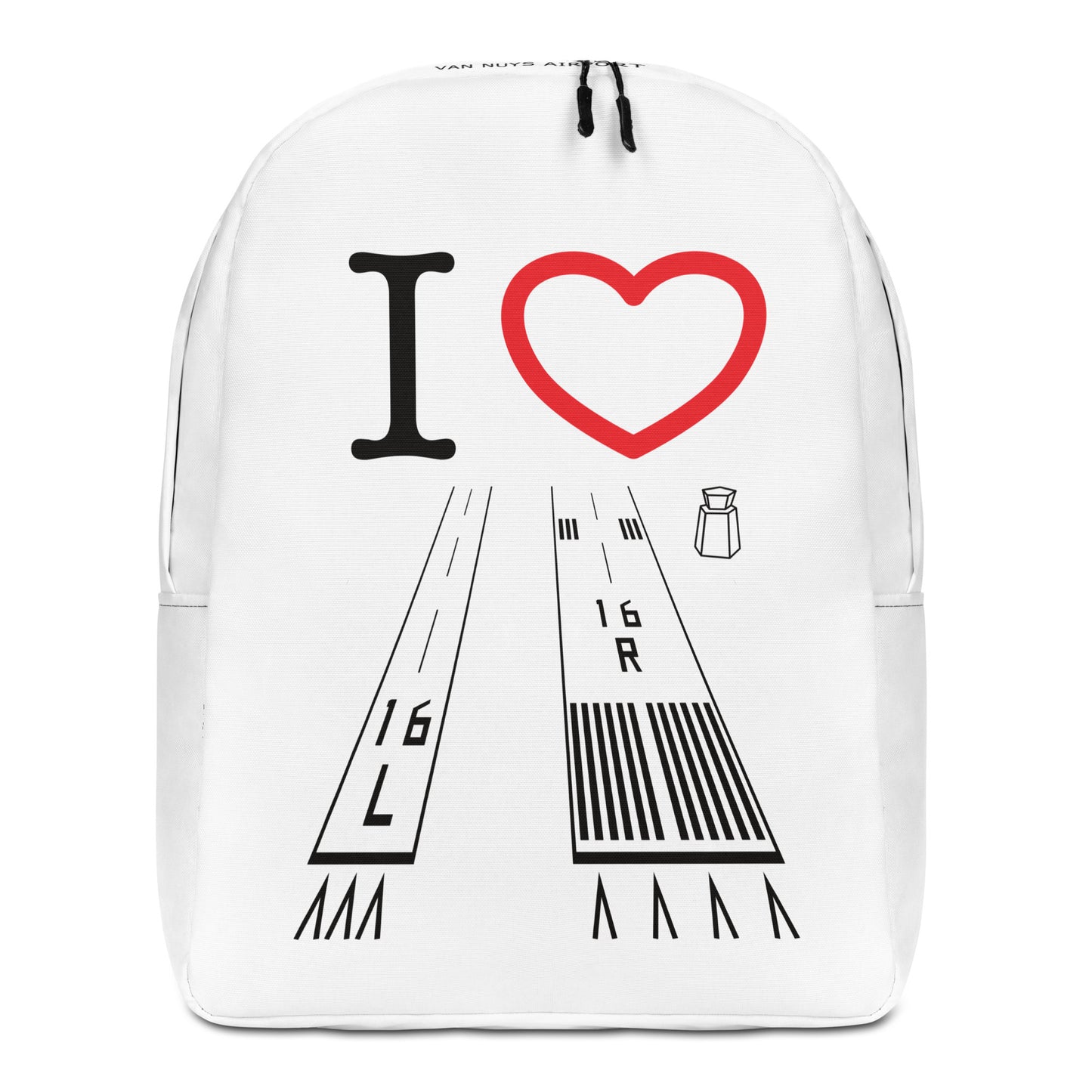 Van Nuys Airport Runways 16L / 16R - white minimalist backpack