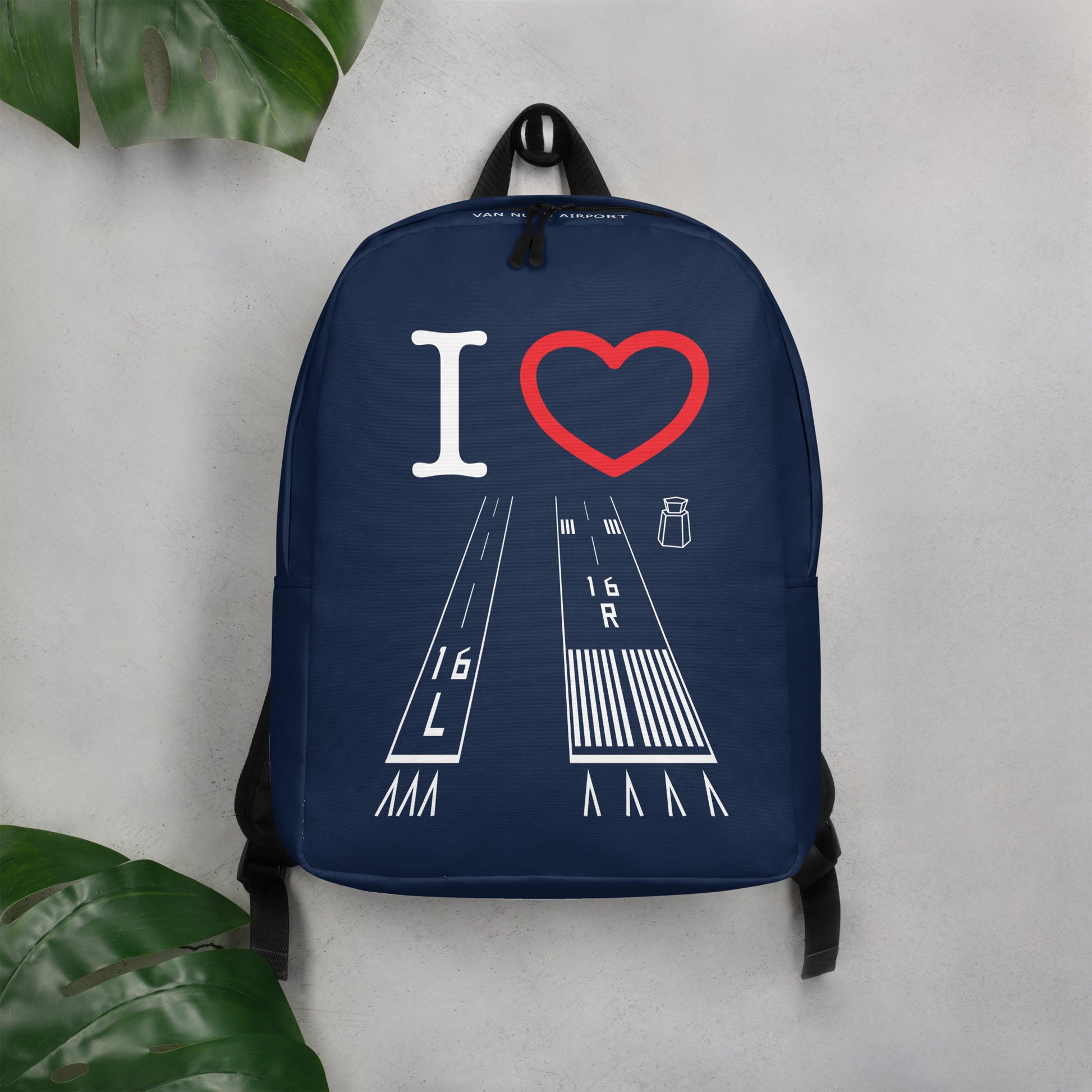 Van Nuys Airport Runways 16L / 16R - navy minimalist backpack