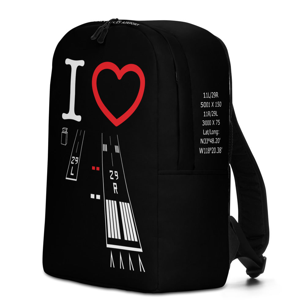 Torrance Airport Runways 29L / 29R black minimalist backpack