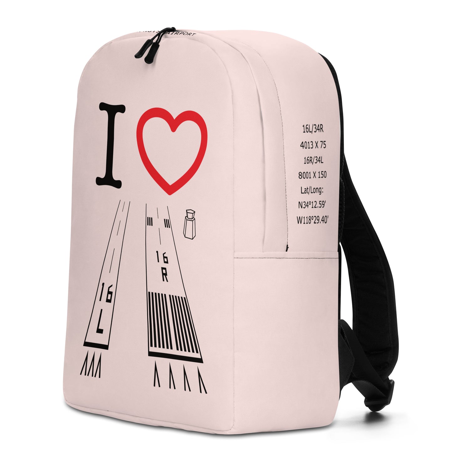 Van Nuys Airport Runways 16L / 16R - light pink minimalist backpack