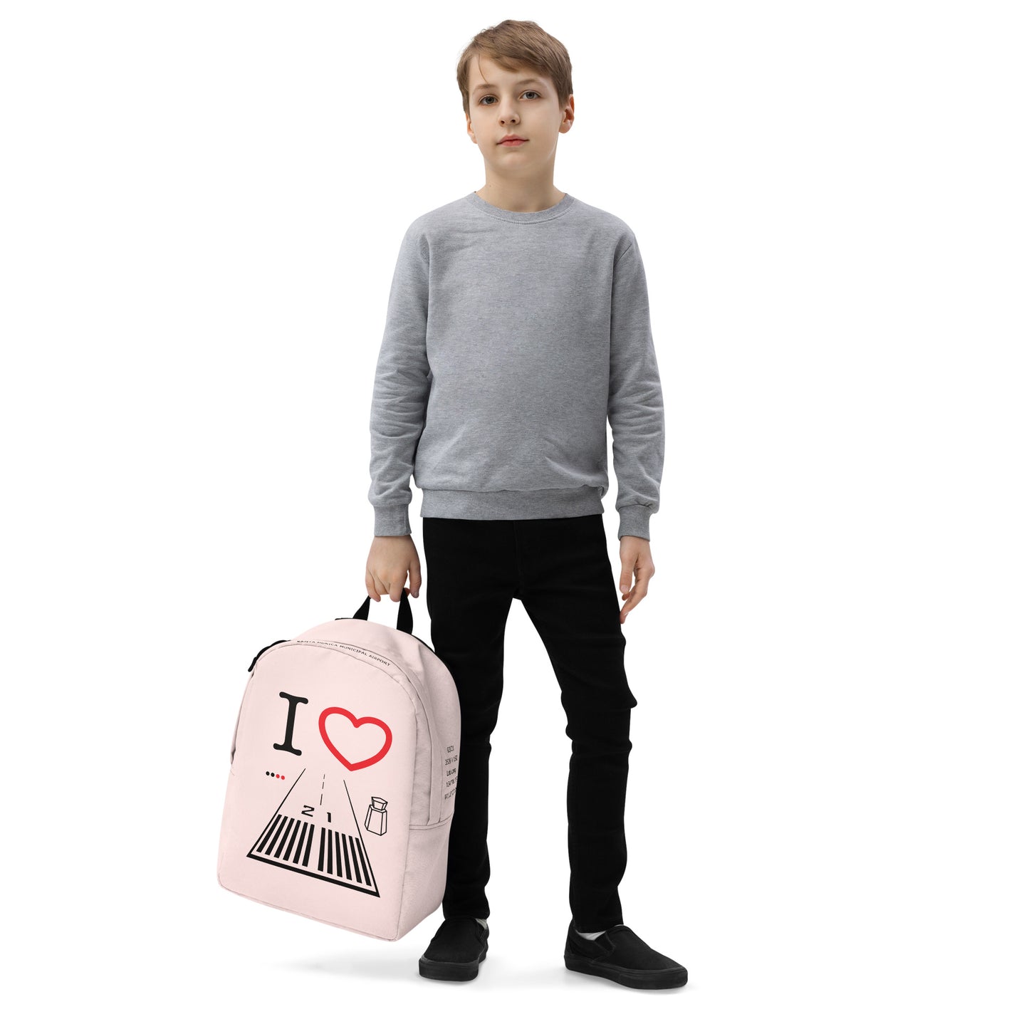Santa Monica Airport Runway 21 - light pink minimalist backpack