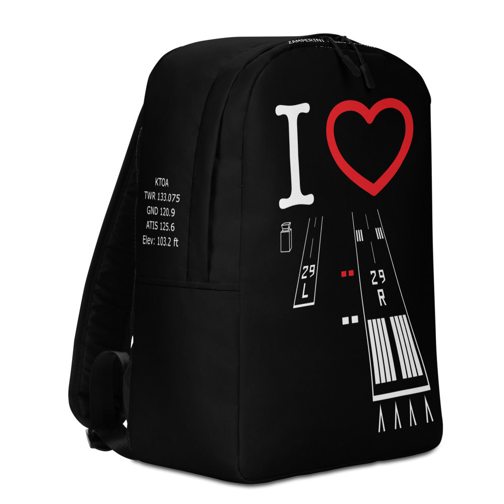 Torrance Airport Runways 29L / 29R black minimalist backpack