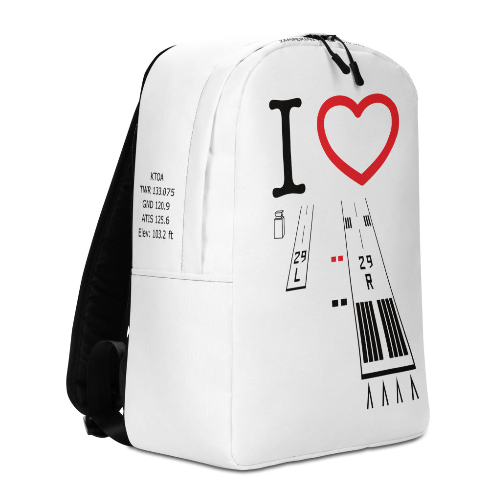 Torrance Airport Runways 29L / 29R white minimalist backpack