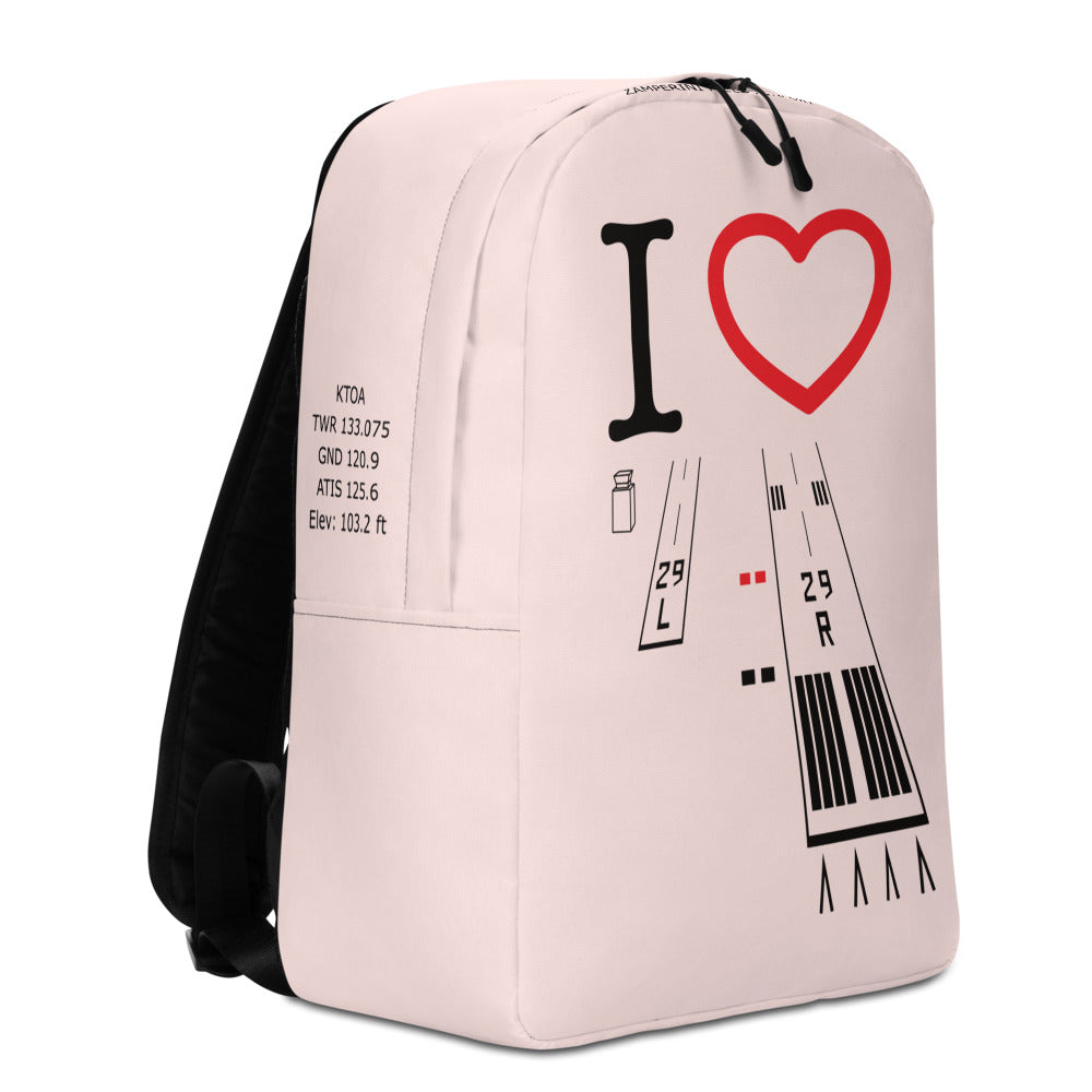 Torrance Airport Runways 29L / 29R light pink minimalist backpack