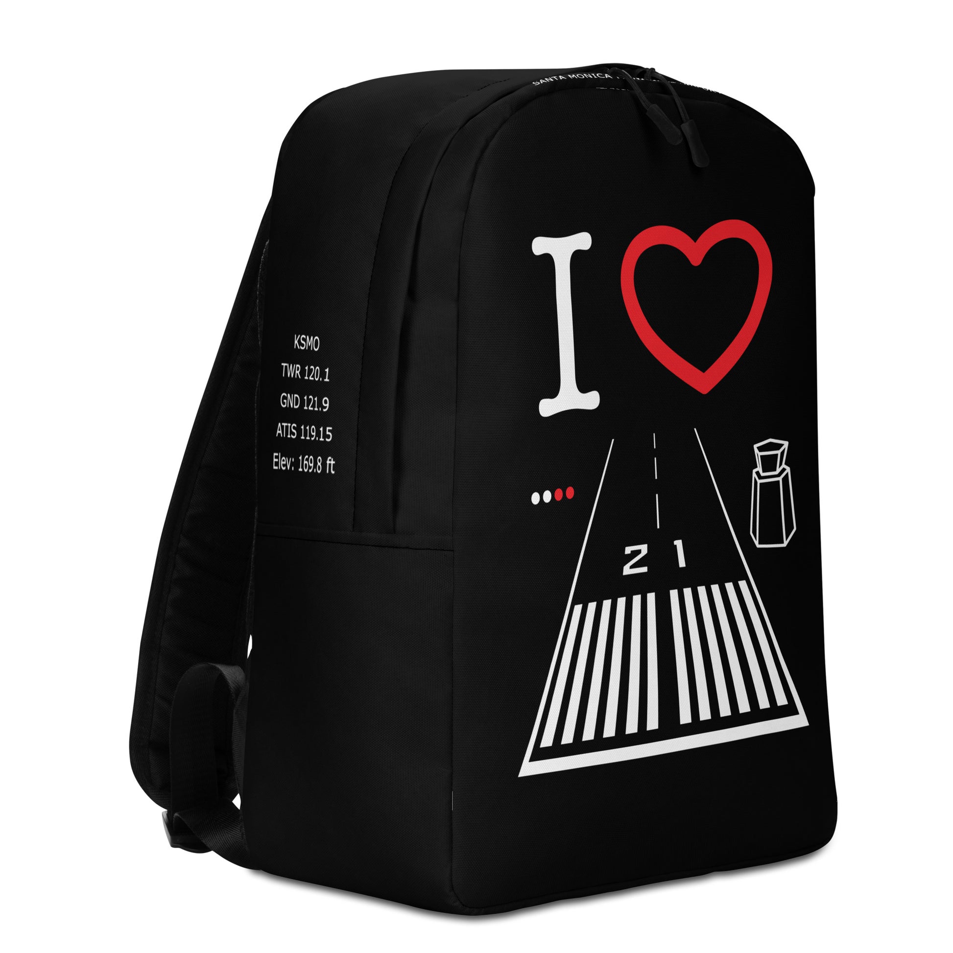 Santa Monica Airport Runway 21 - black minimalist backpack