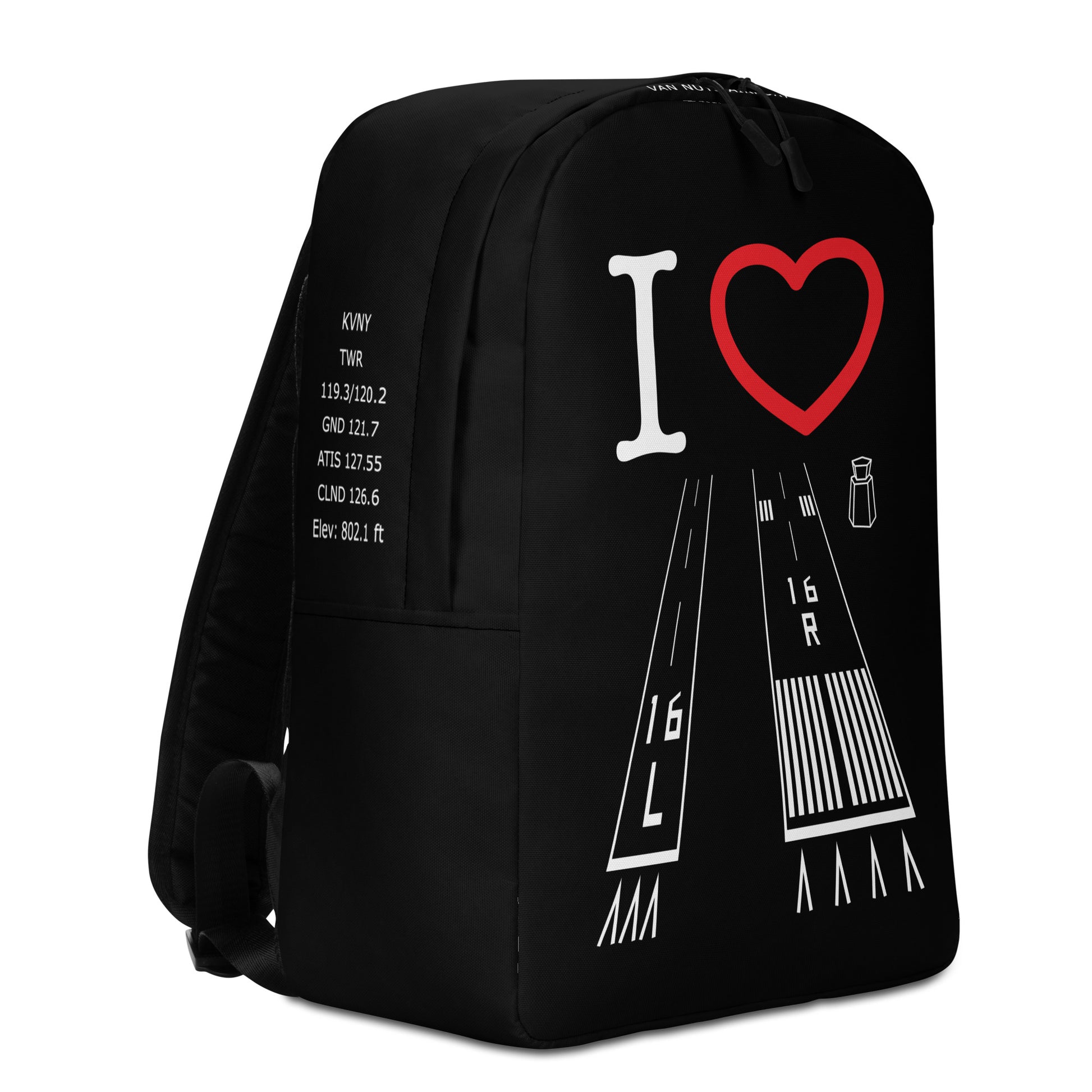 Van Nuys Airport Runways 16L / 16R - black minimalist backpack