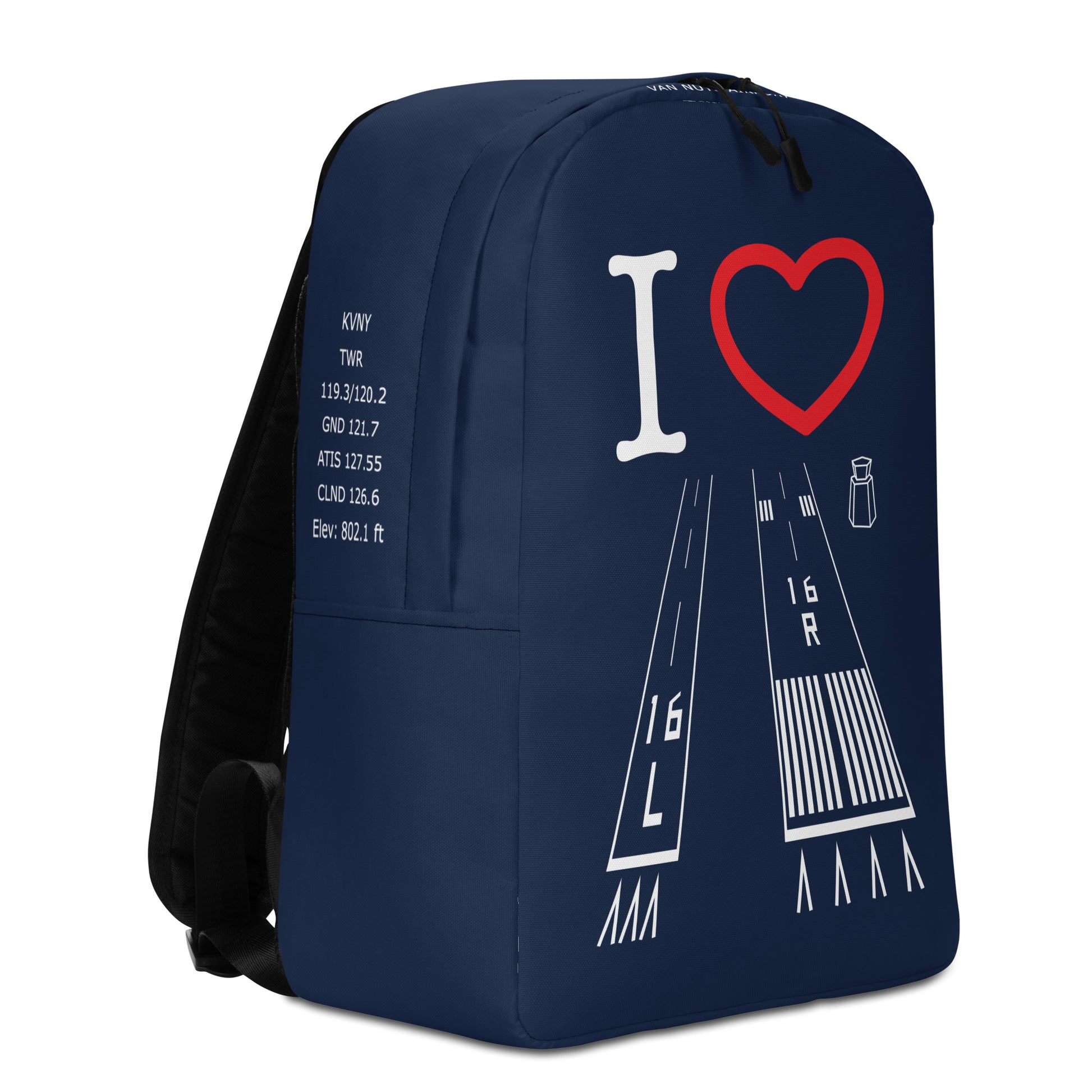 Van Nuys Airport Runways 16L / 16R - navy minimalist backpack