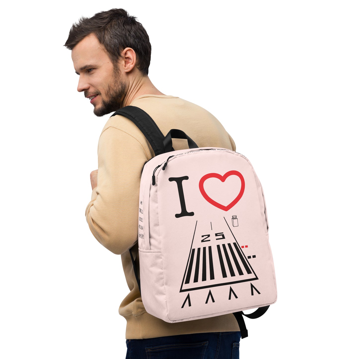 Hawthorne Airport Runway 25 - light pink minimalist backpack