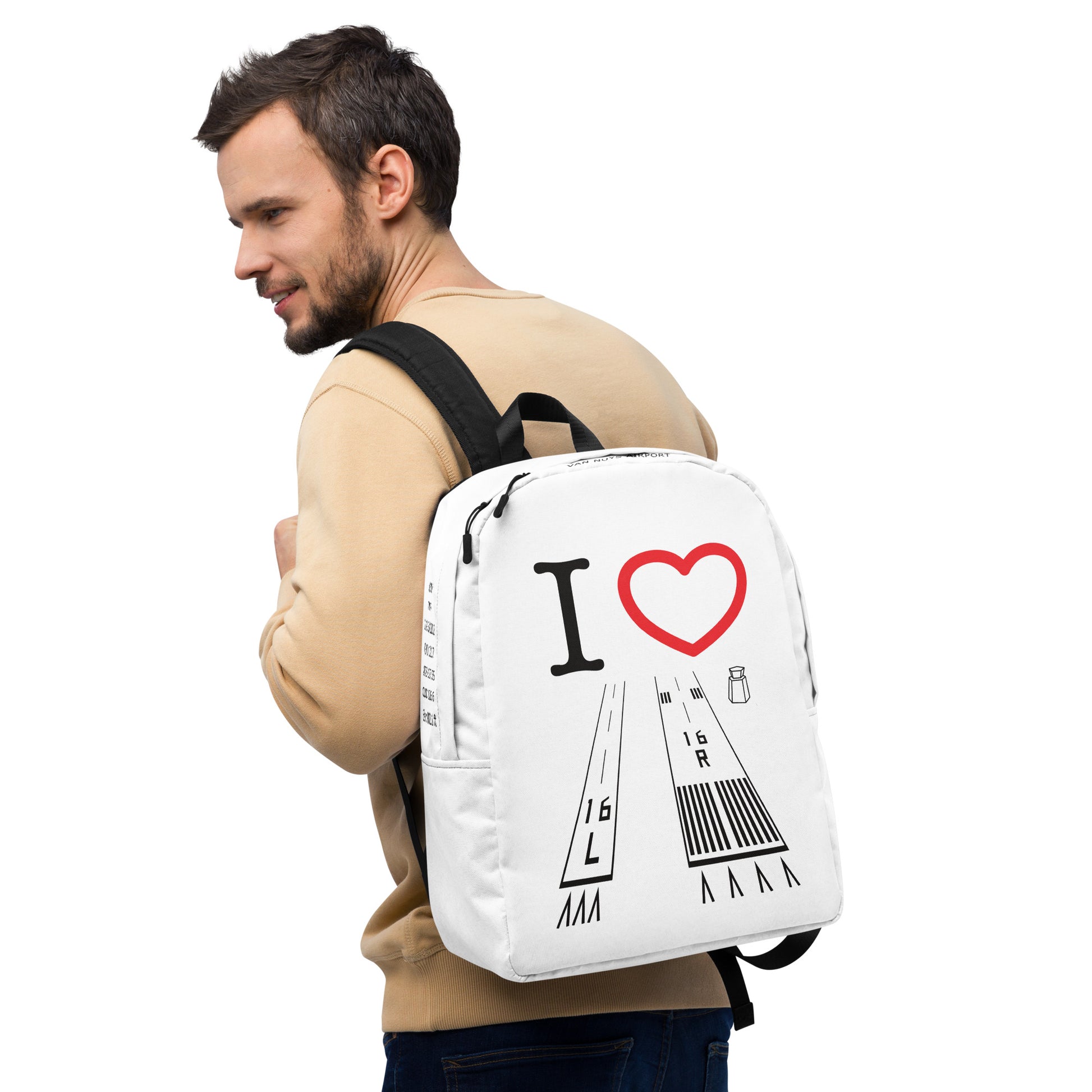 Van Nuys Airport Runways 16L / 16R - white minimalist backpack