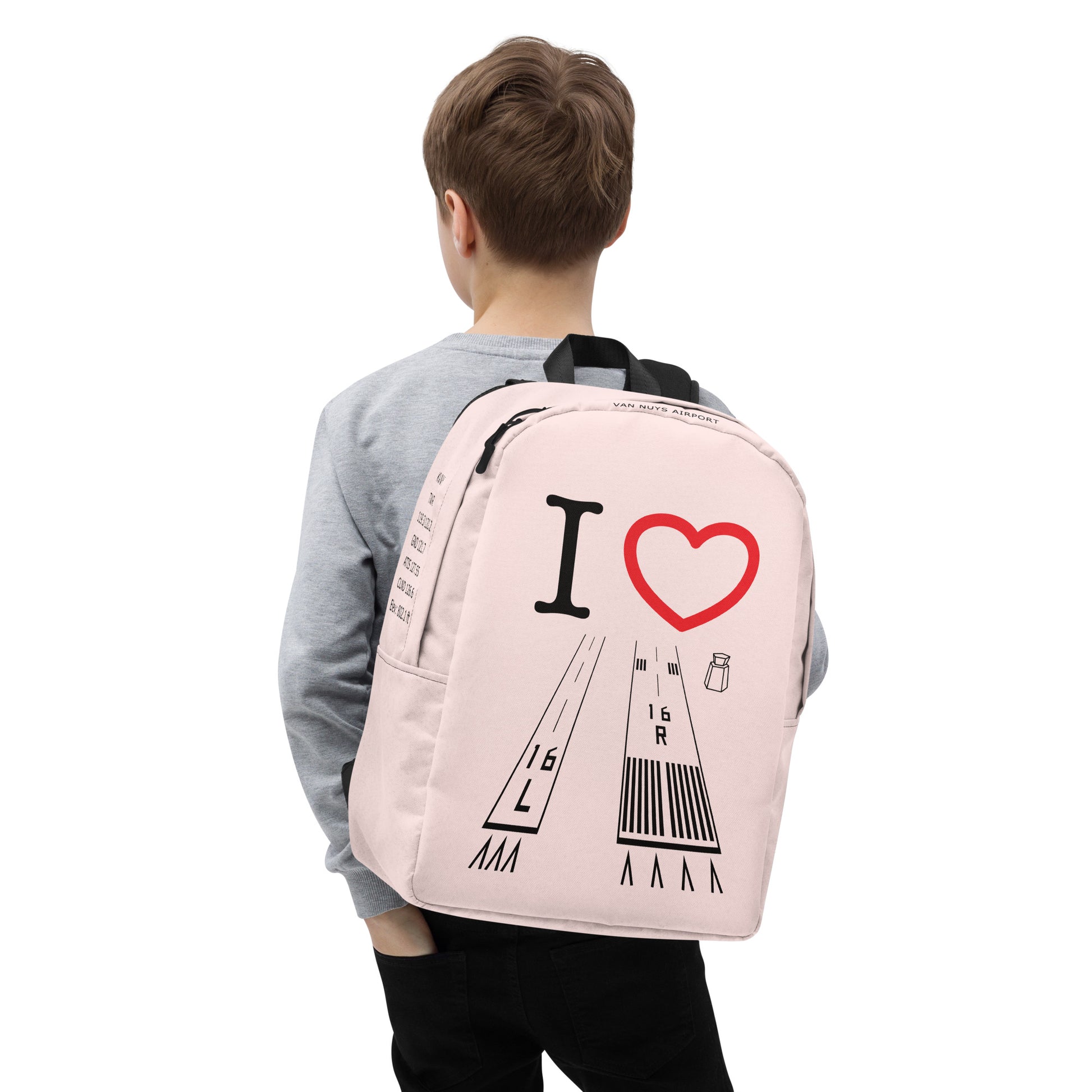Van Nuys Airport Runways 16L / 16R - light pink minimalist backpack
