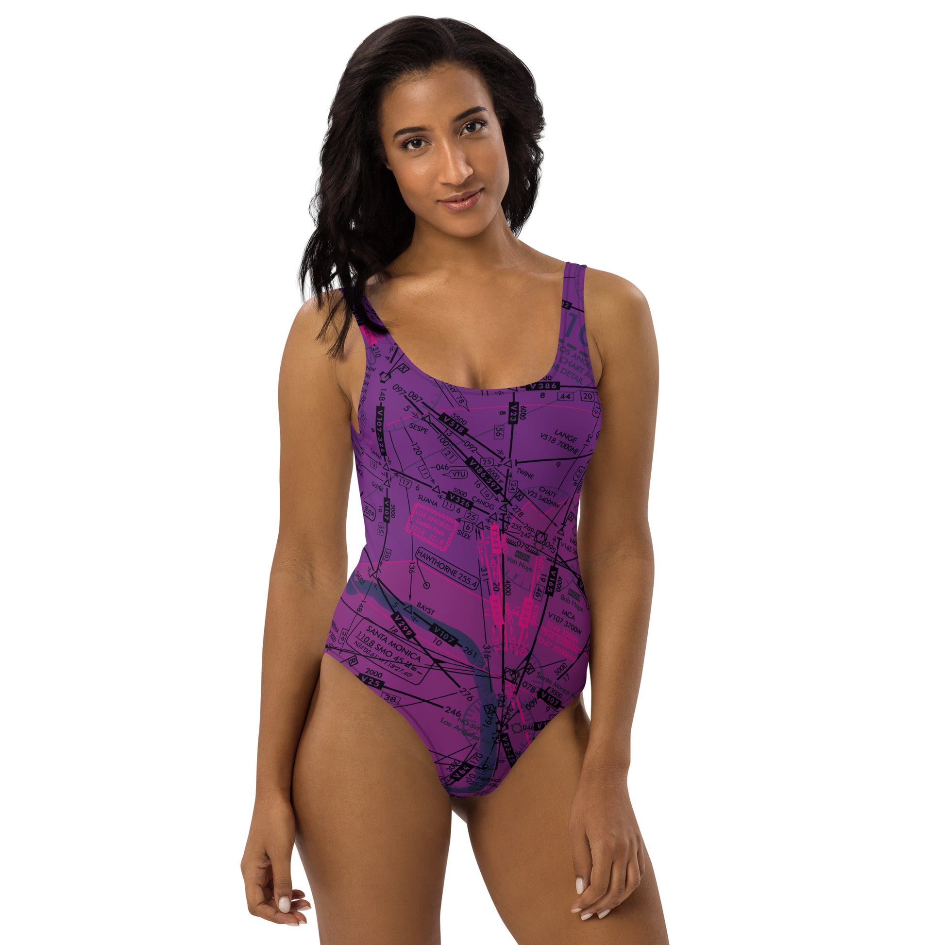 Enroute Low Altitude (ELUS3) Chart - one-piece swimsuit (purple)