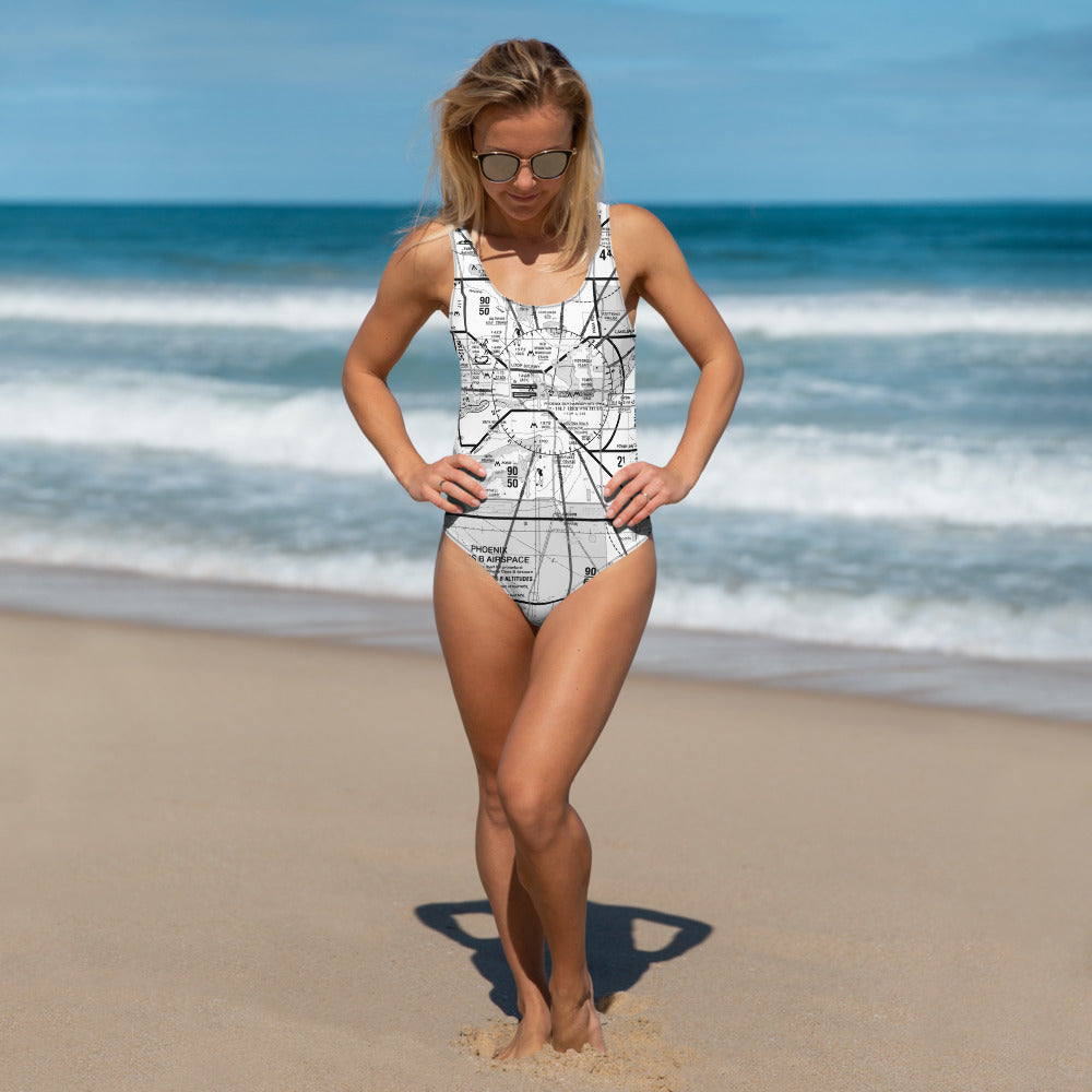 Phoenix TAC Chart one-piece swimsuit (b&w)