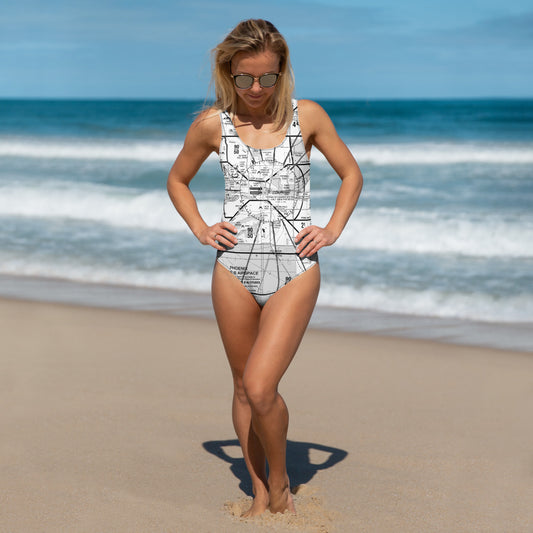 Phoenix TAC Chart one-piece swimsuit (b&w)