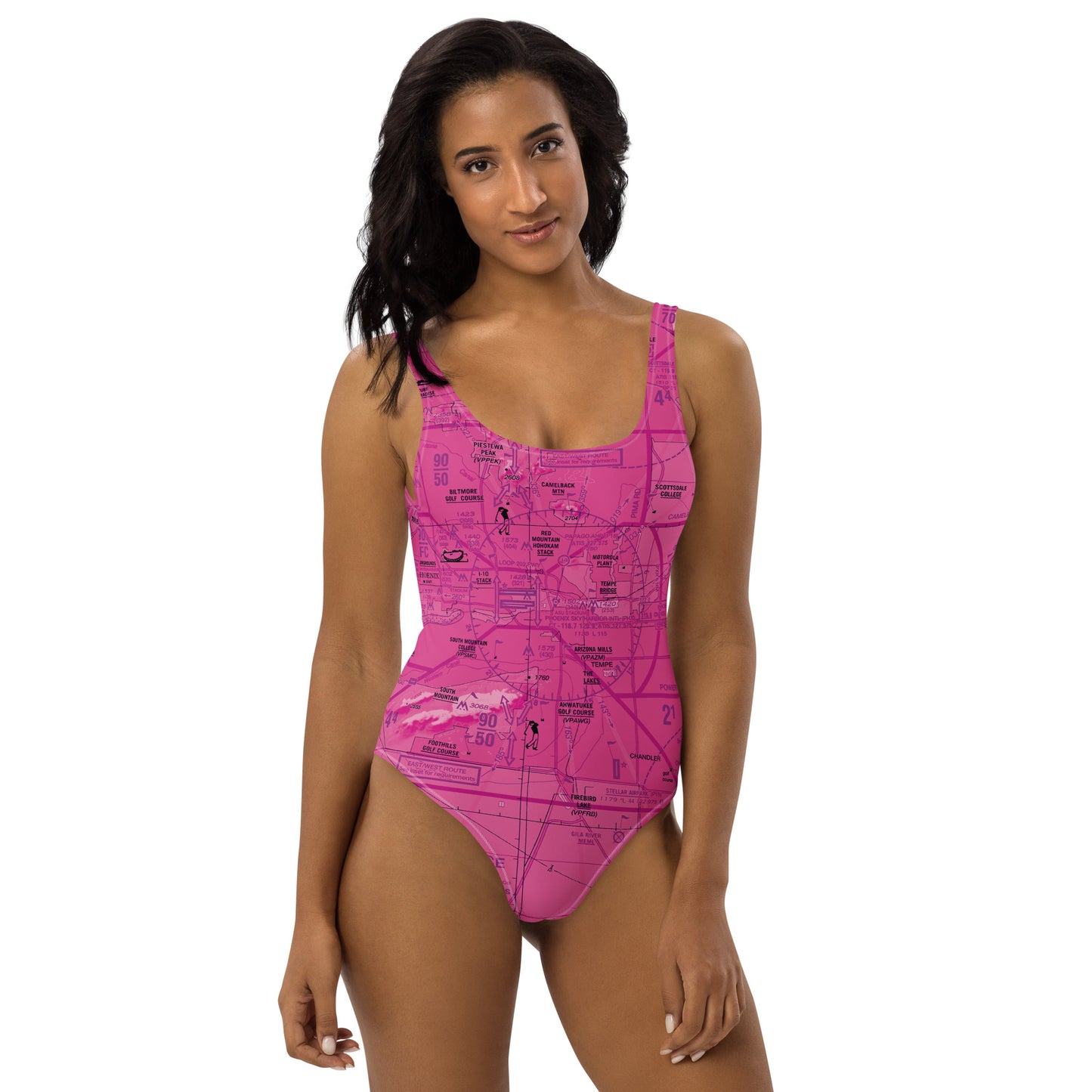 Phoenix TAC Chart one-piece swimsuit (pink)