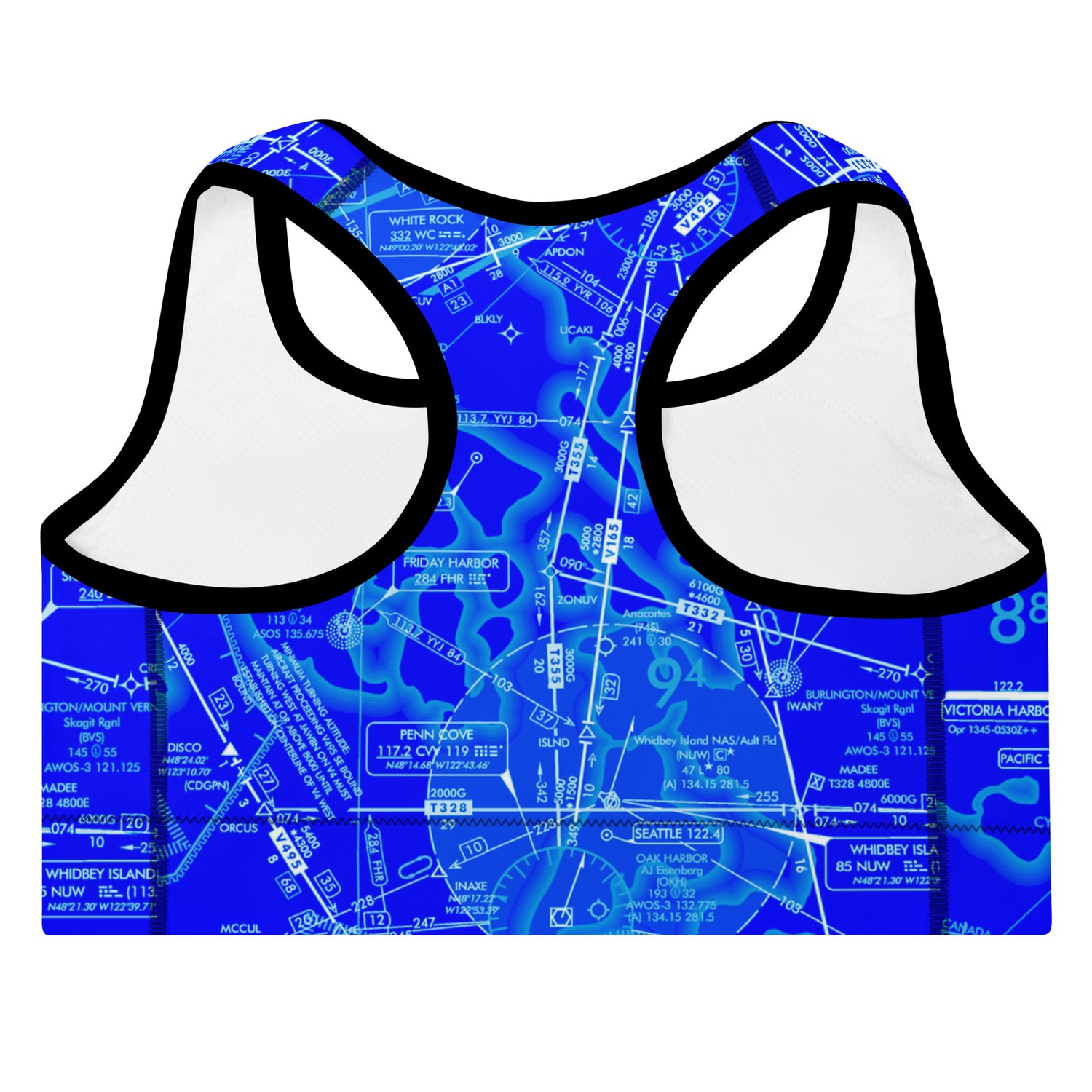 Aeronautical Chart padded sports bra (ELUS1/n.blue)