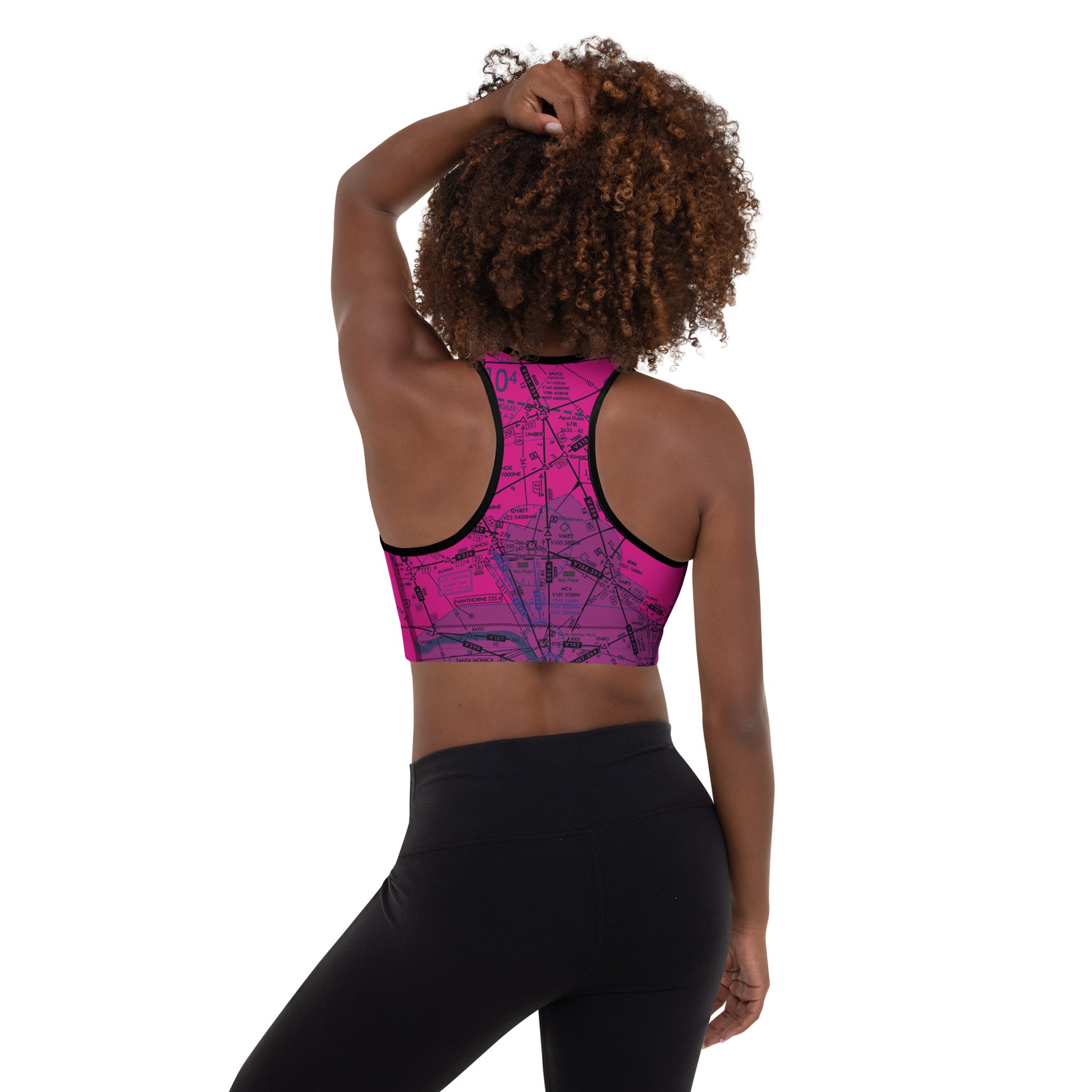 Aeronautical Chart Padded Sports Bra (ELUS3/pink)