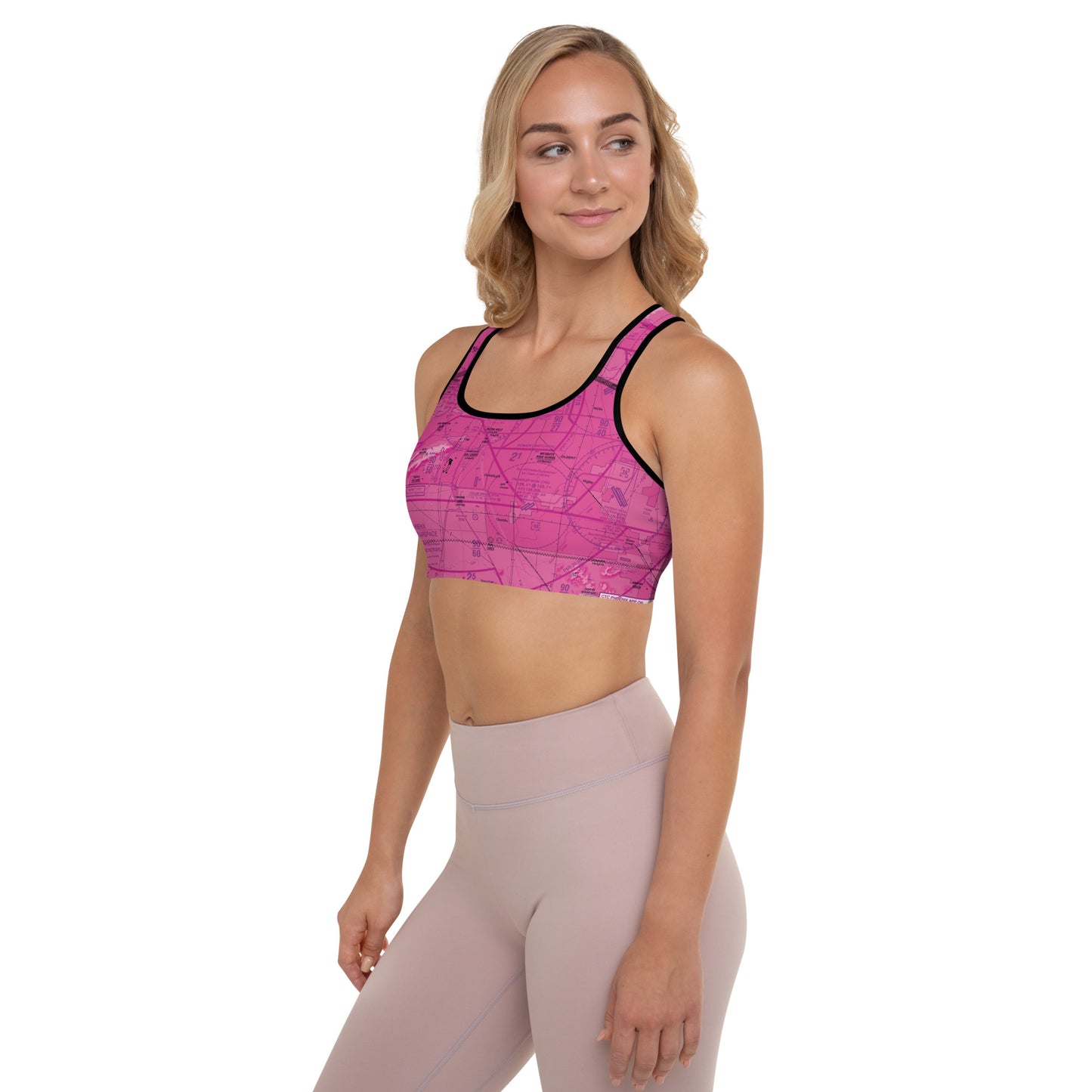 Aeronautical Chart padded sports bra (PHX/pink)