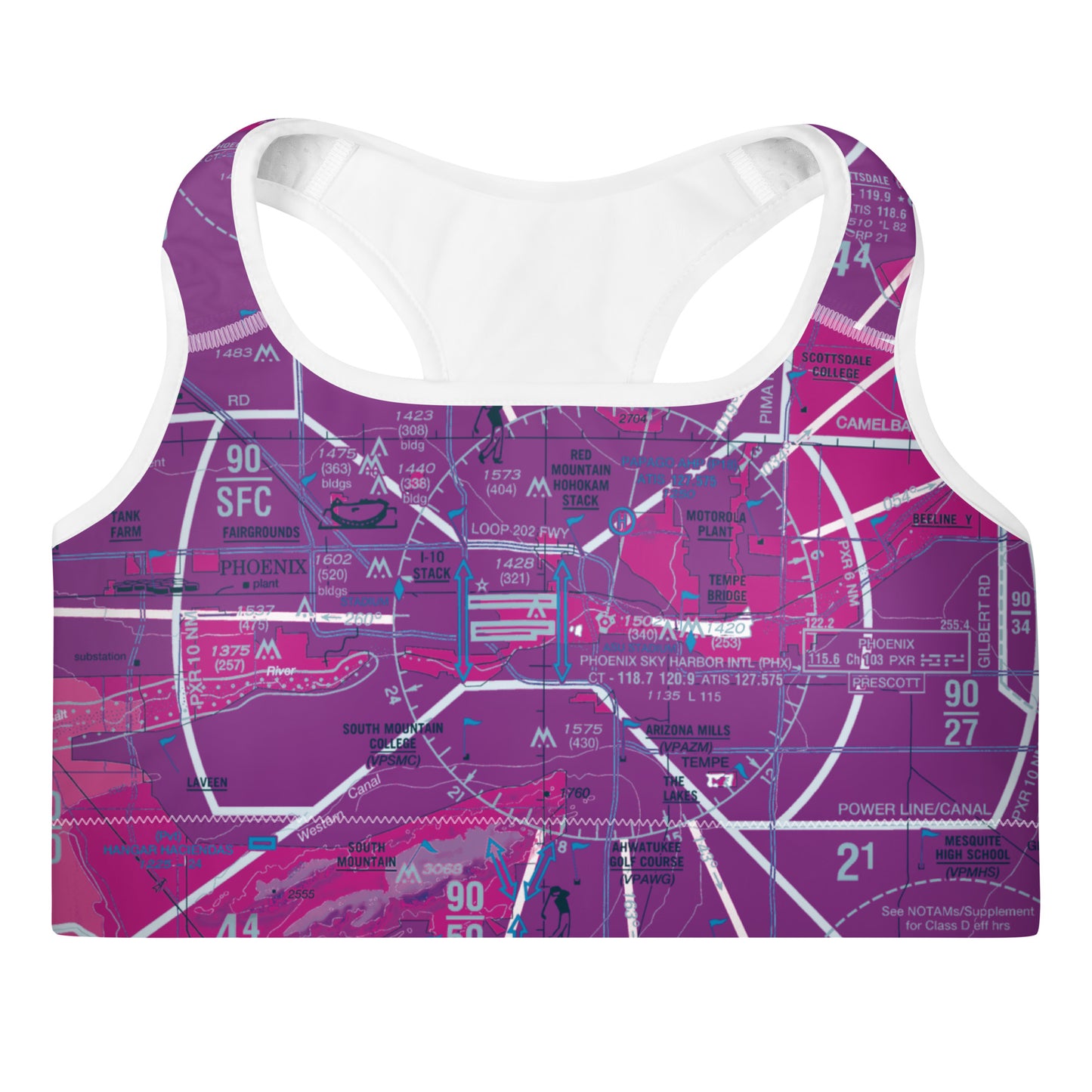 Aeronautical Chart padded sports bra (PHX/purple)