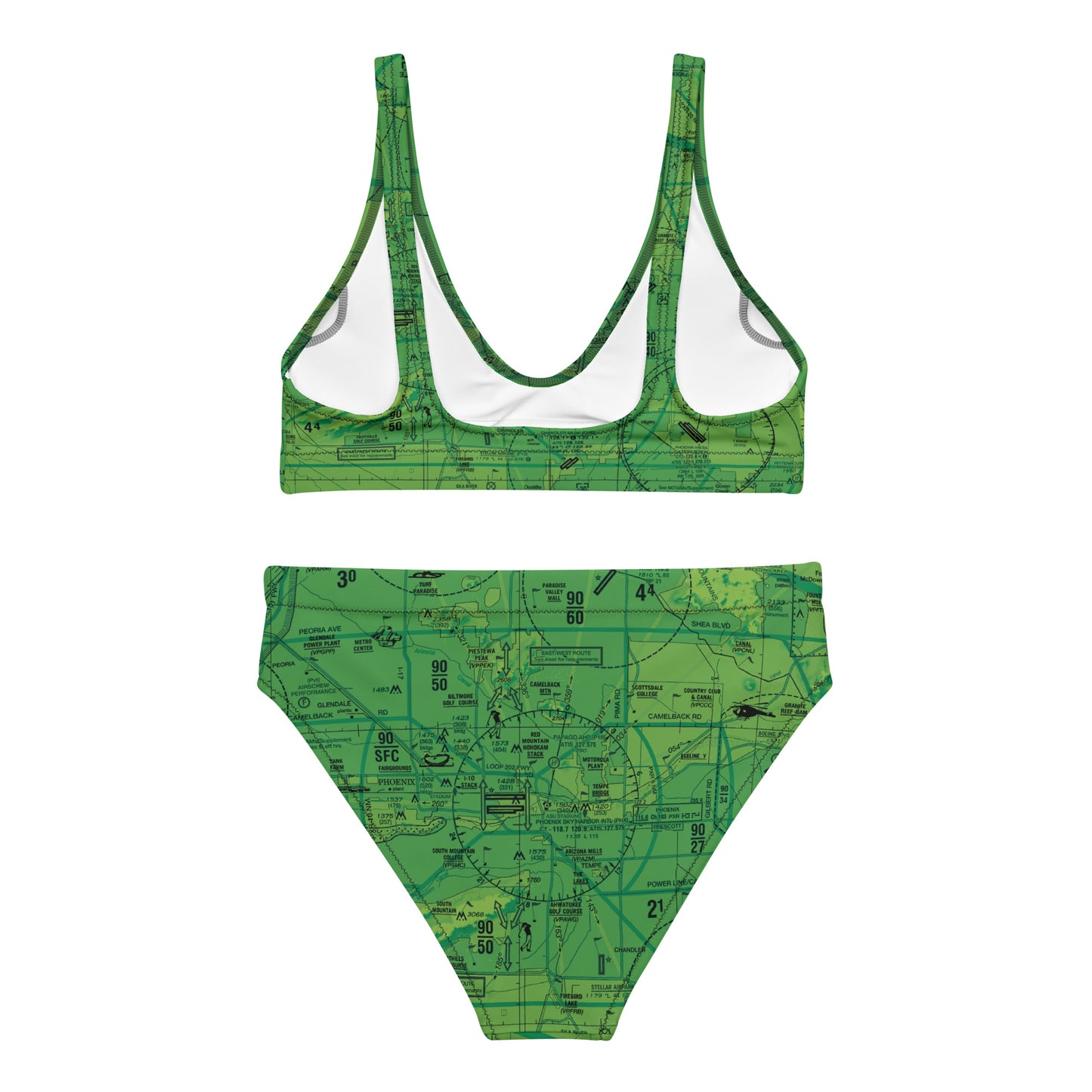 Phoenix TAC Chart recycled high-waisted bikini (green)