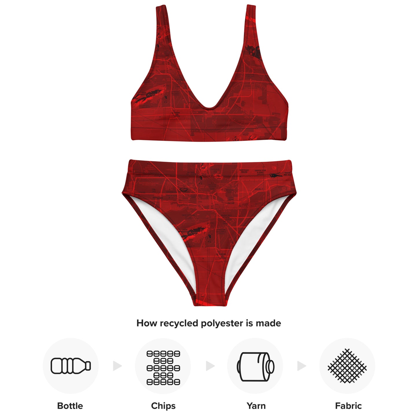 Phoenix TAC Chart recycled high-waisted bikini (red)