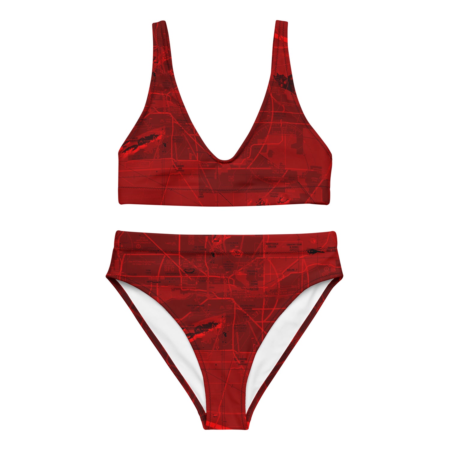 Phoenix TAC Chart recycled high-waisted bikini (red)