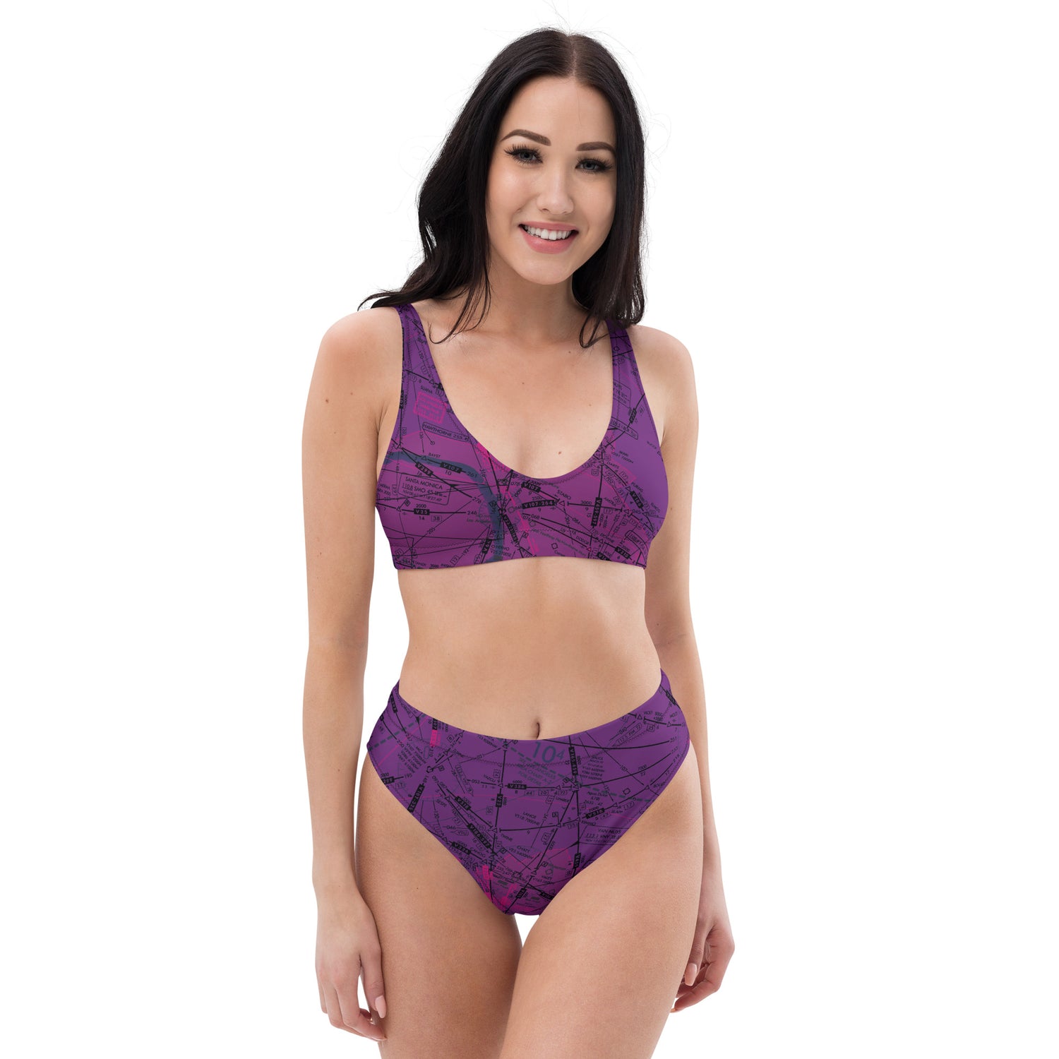 Enroute Low Altitude Chart recycled high-waisted bikini (ELUS3/purple)