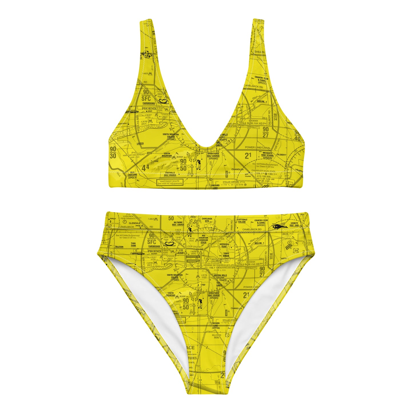 Phoenix TAC Chart recycled high-waisted bikini (yellow)