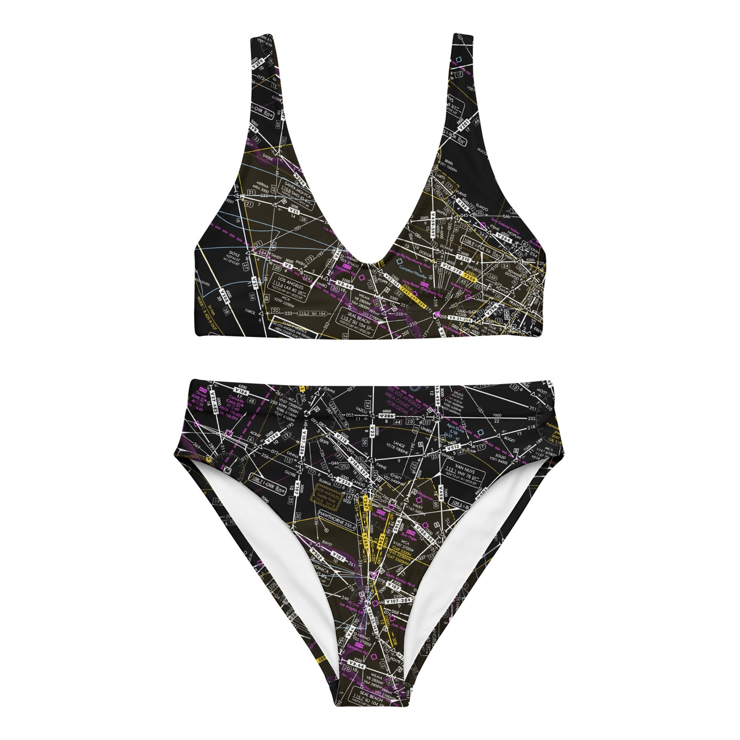 Enroute Low Altitude Chart recycled high-waisted bikini (ELUS3/invert)