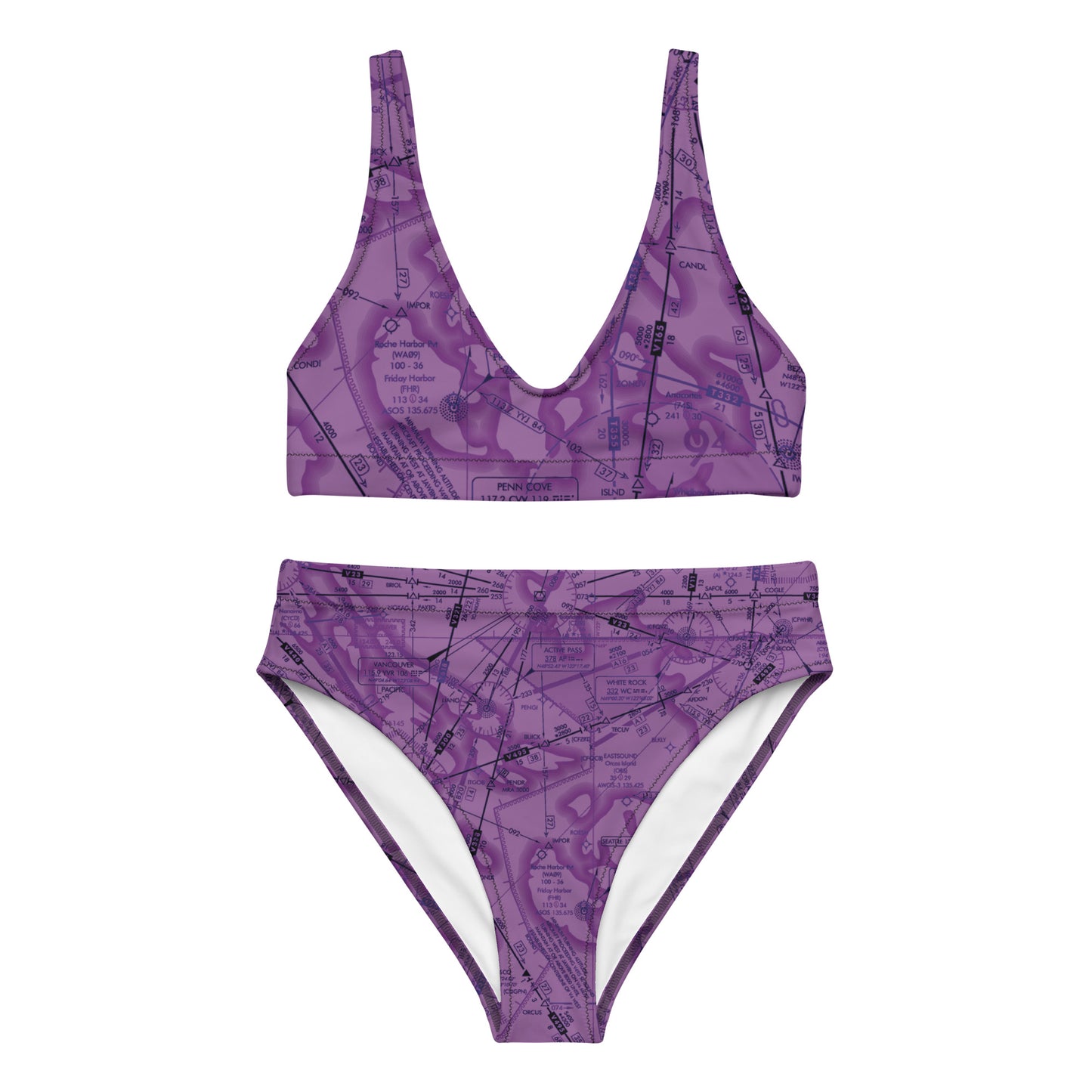 Enroute Low Altitude Chart recycled high-waisted bikini (ELUS1/purple)