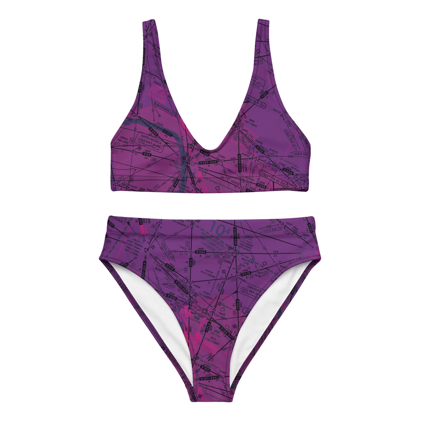 Enroute Low Altitude Chart recycled high-waisted bikini (ELUS3/purple)
