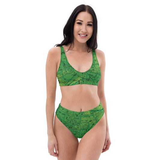 Phoenix TAC Chart recycled high-waisted bikini (green)