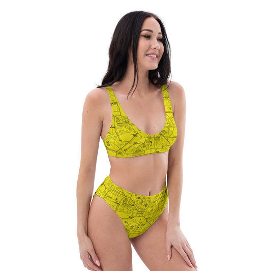 Phoenix TAC Chart recycled high-waisted bikini (yellow)