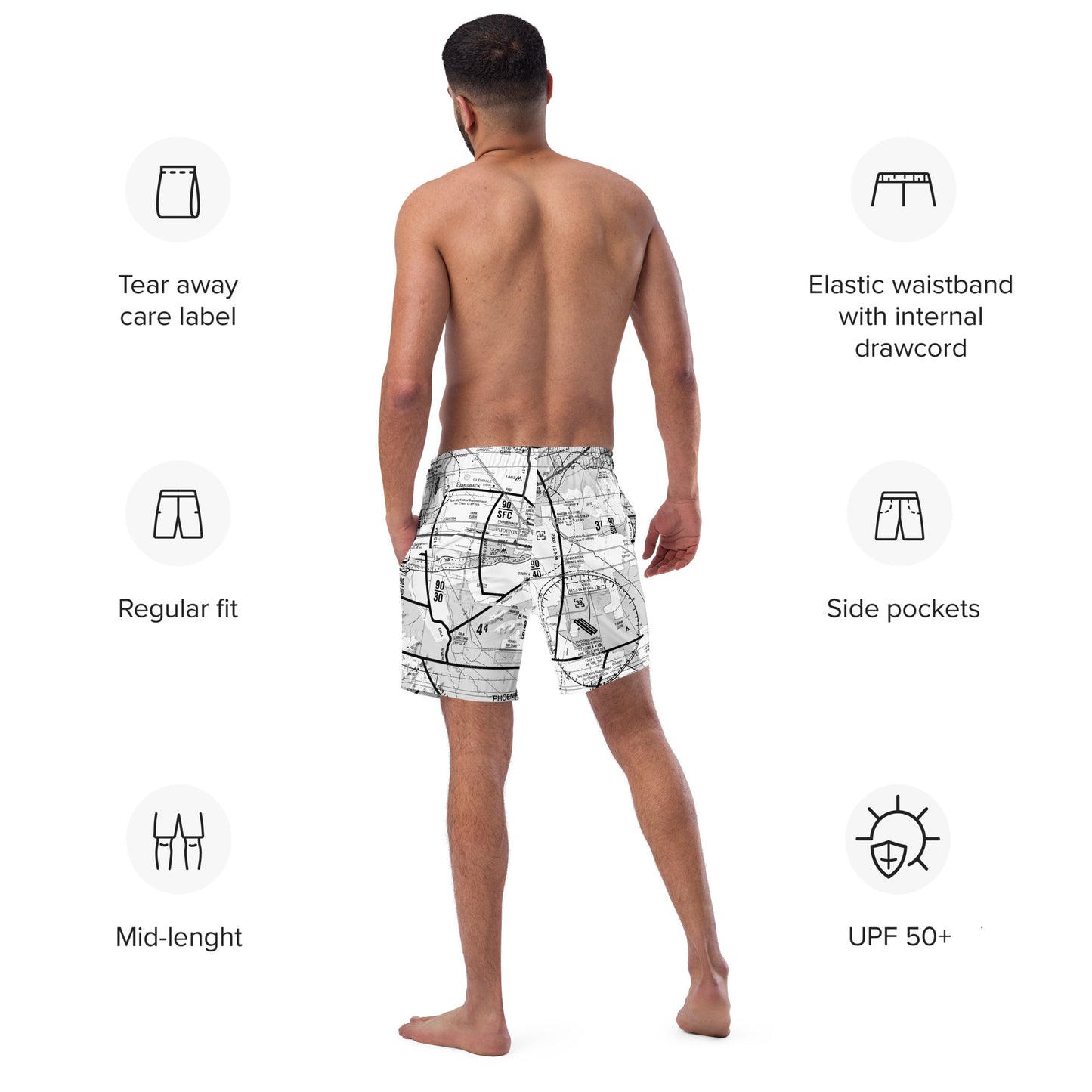 Phoenix TAC Chart - men's swim trunks (b&w)