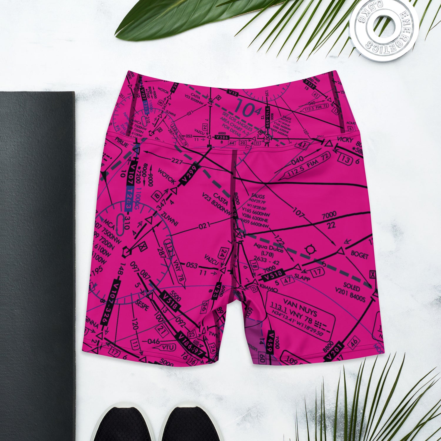 Enroute Low Altitude Chart yoga shorts (pink)Enroute Low Altitude Chart yoga shorts (pink)