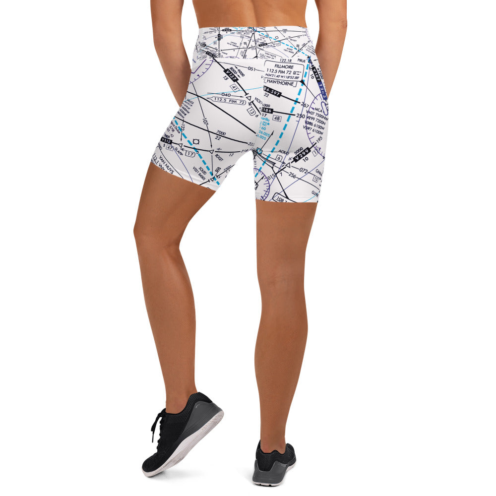 Enroute Low Altitude Chart yoga shorts (white)