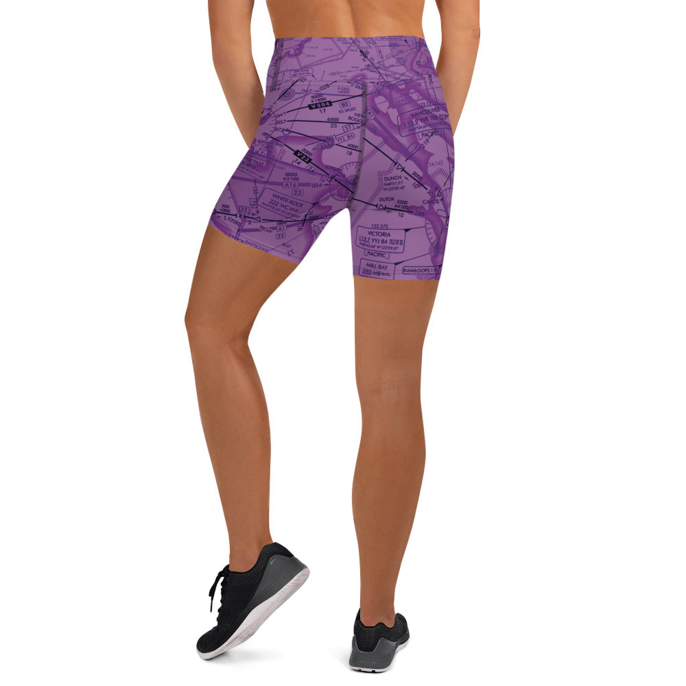 Enroute Low Altitude Chart yoga shorts (purple)